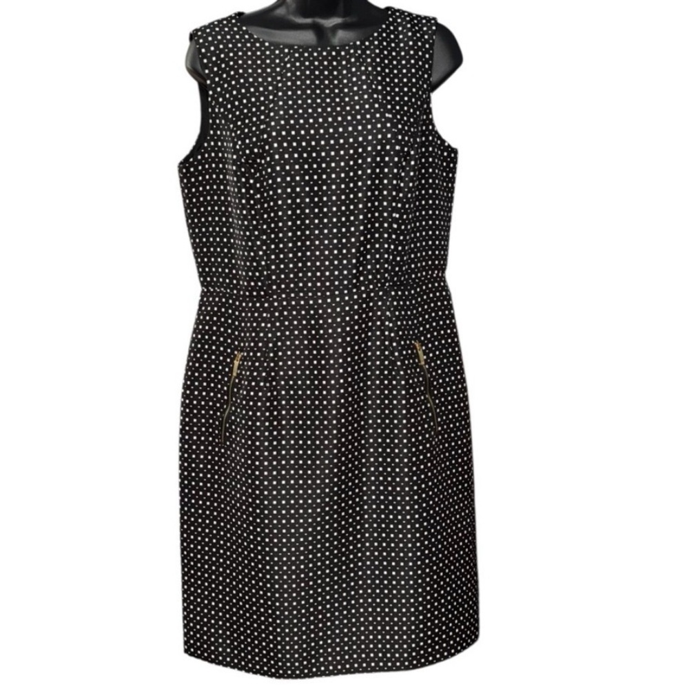 Liz Claiborne Dress 12 Black White Sleeveless Sheath Work Career Classic - Picture 2 of 7